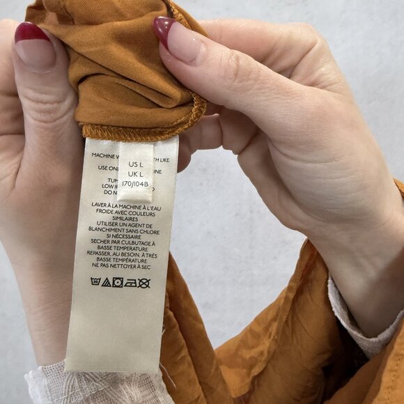 Free People Blouse Womens Large Multicolor Floral Tiered Long Sleeve Tunic Boho - Picture 7 of 10